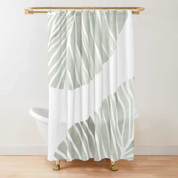 Sage green tropical leaves Shower Curtain