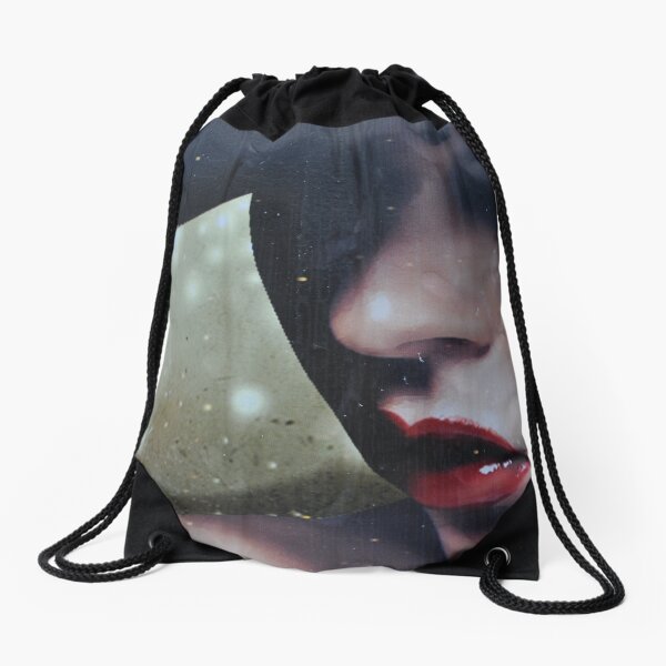 a moody lady Drawstring Bag