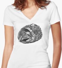 Diogenes surreal pen ink black and white drawing Women's Fitted V-Neck T-Shirt