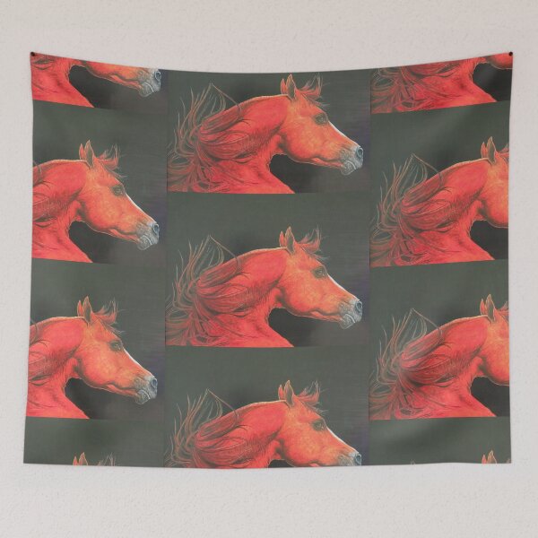 Item preview, Arabian Horse painted in vibrant color on dark background designed and sold by wendylwolffart.