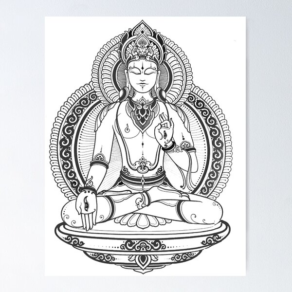 Item preview, BUDDHA : Zen Enlightenment Buddhist On a Throne Print designed and sold by posterbobs.