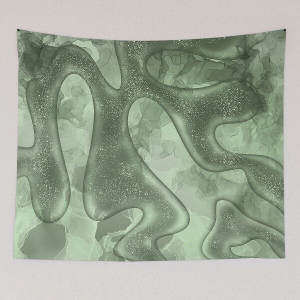 Item preview, Abstract geometric green fluid art designed and sold by Mashusha-art.
