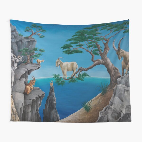 Goats in trees Tapestry