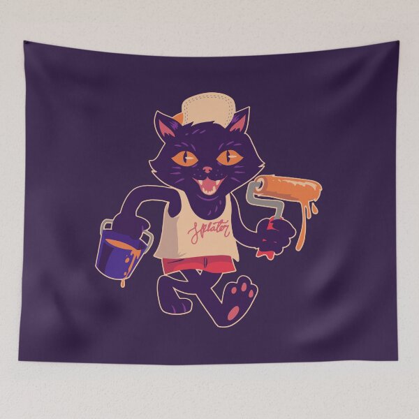 Item preview, Cute Hipster Cat with Paint Roller designed and sold by SLAG-Creative.