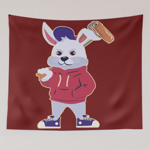 Item preview, Cute Hipster Rabbit with Paint Roller designed and sold by SLAG-Creative.