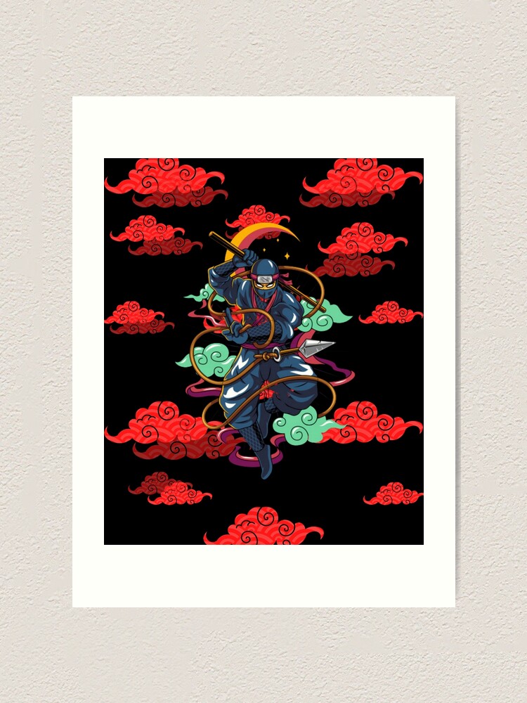 Red Cloud Japanese Ninja Design Anime