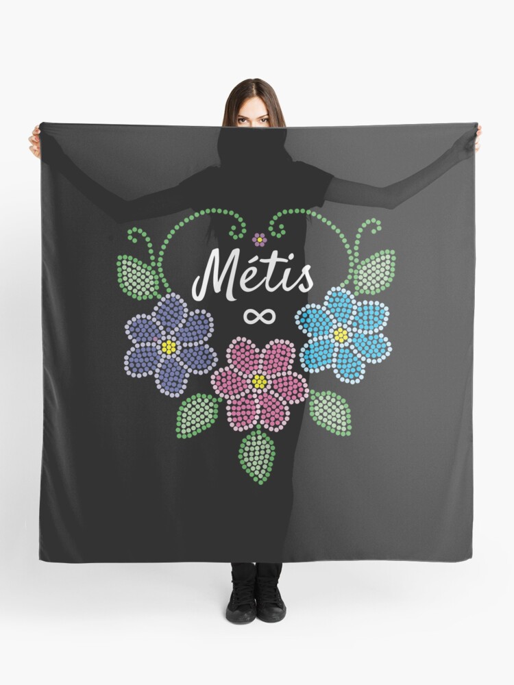 Metis Scarf, Black Background, Beadwork Art, Original Artist designed -  Metis Spirit Art & Design