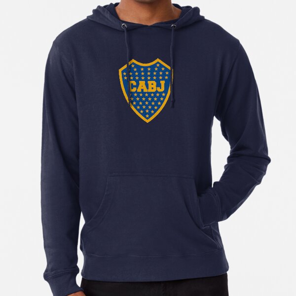 Boca Juniors Sweat Capuche Bicolore Marine et Jaune Logo Mixte 