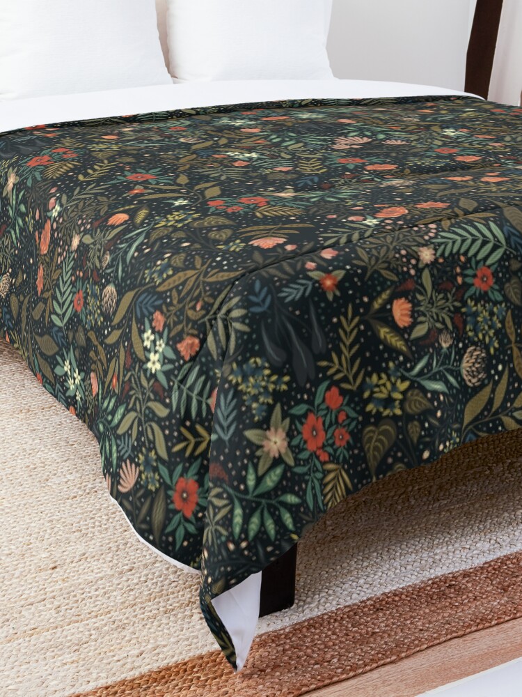 Thumbnail 5 of 6, Comforter, Dark Botanical designed and sold by hikomari.