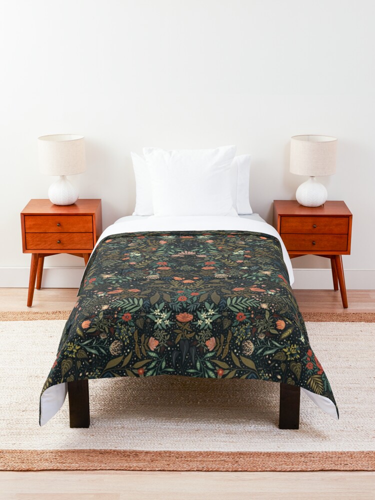 Thumbnail 3 of 6, Comforter, Dark Botanical designed and sold by hikomari.