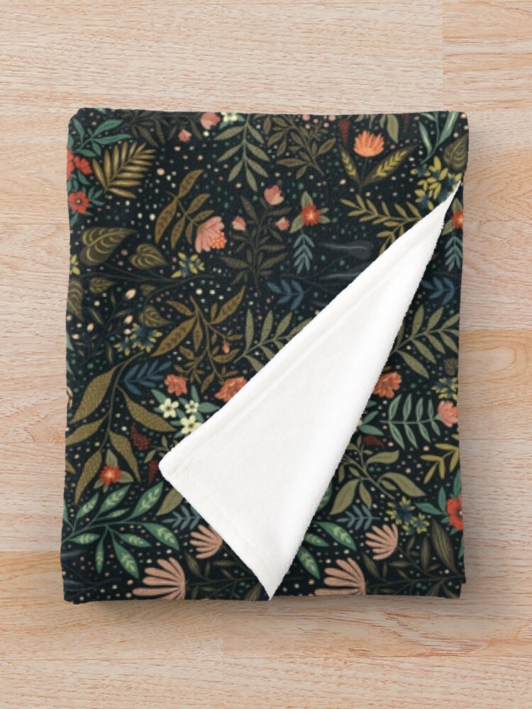 Thumbnail 3 of 6, Throw Blanket, Dark Botanical designed and sold by hikomari.