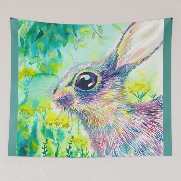 Item preview, Rainbow hare watercolor designed and sold by orangerinka.