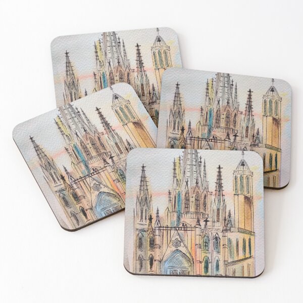 Item preview, Barcelona Cathedral Santa Eulalia Catedral de Barcelona in watercolor pattern designed and sold by Ala Lopatniov.