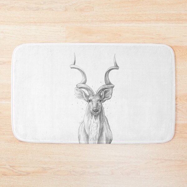 Item preview, Big Horns Kudu Antelope - Endangered Animal Species Drawing -  Monochrome Line Art Pencil Illustration by MadliArt designed and sold by MadliArt.
