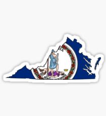 Virginia Map With Virginia State Flag Sticker