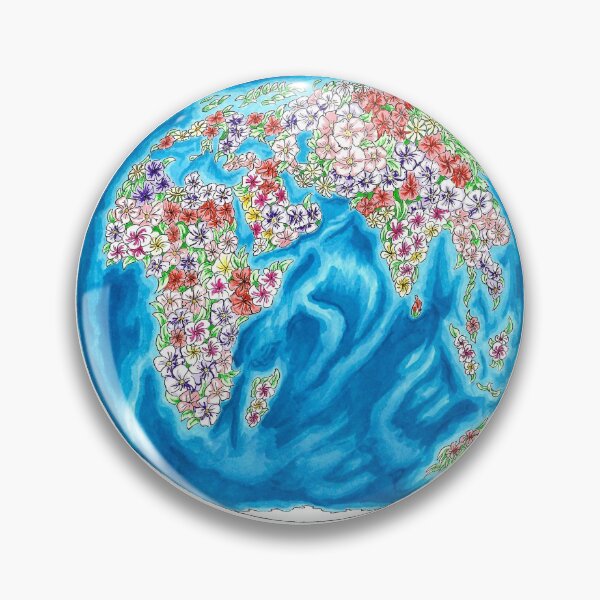 Item preview, Planet earth with flowers drawn by marker designed and sold by kittencathy.