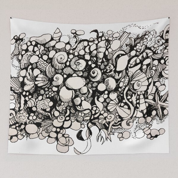 Item preview, pebbles and seashells on the beach designed and sold by Lemontreeart63.