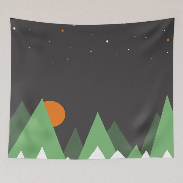 Item preview, Abstract Night in the woods, Geometric Mountains Night Sky designed and sold by Gift-give-value.