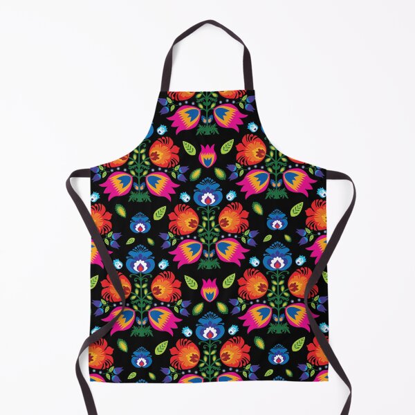 Item preview, Pink, red and blue Folk Pattern from Lowicz on black designed and sold by FK-UK.