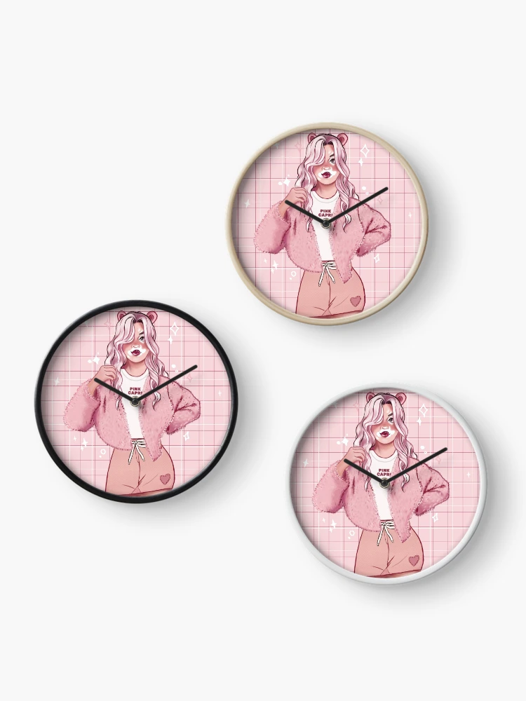 Thumbnail 3 of 4, Clock, Pretty In Pink designed and sold by Pinkcapri.