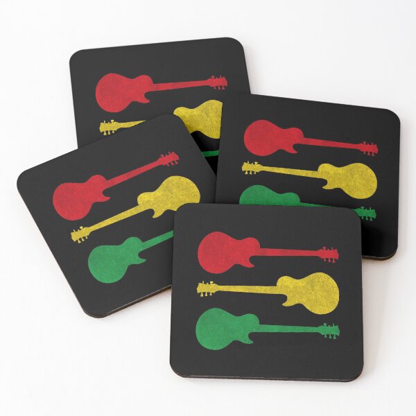Item preview, Guitars with reggae colors in vintage grunge style designed and sold by mgoo.