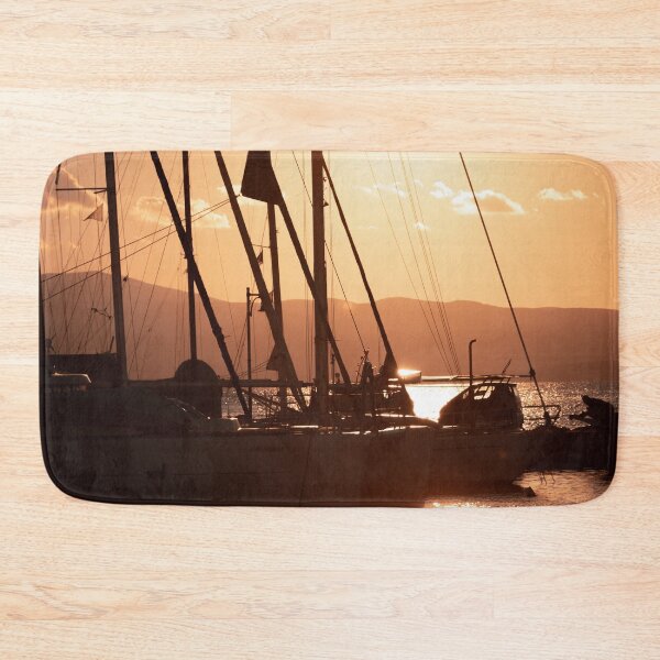 Item preview, Silhouette of Boat Masts at Sunset on the Port of Naxos, Greece designed and sold by JarbasVisuals.