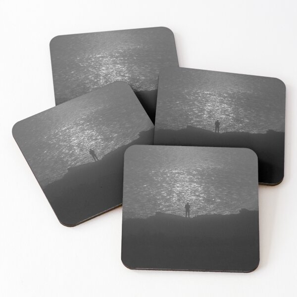 Item preview, Mono print of a person fishing at Little Dennis Falmouth Cornwall designed and sold by  Roscorla Photography.