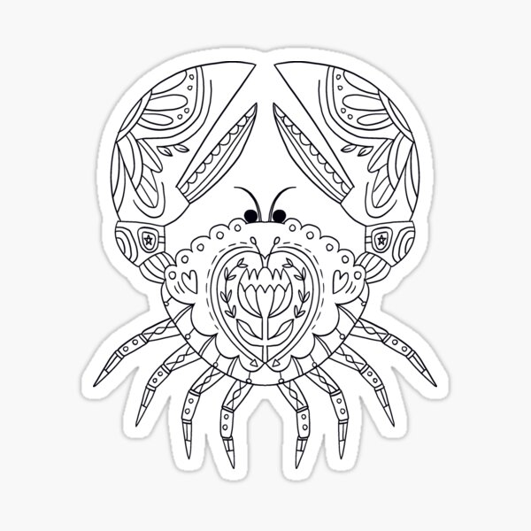 Crab line art decorative pattern Sticker