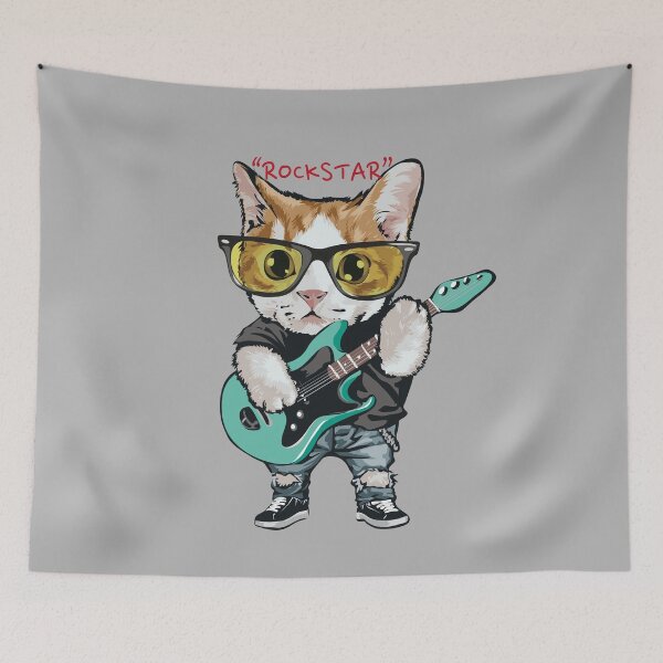 Artikelvorschau, Rockstar Gitarrenkatze Superheld Flying Cat Tierliebhaber Katze T-Shirts entworfen und verkauft von Queengood.