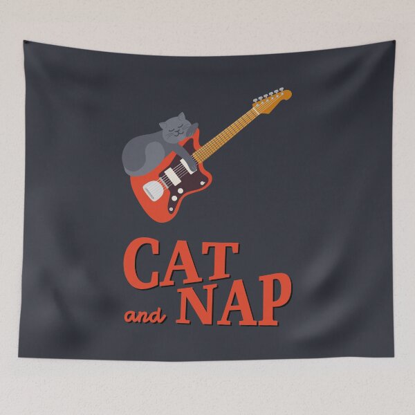 Item preview, Relaxed Cat on Surf Guitar | British Shorthair | Catnap designed and sold by Fluffy-Vectors.