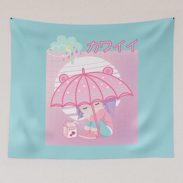 Item preview, 90s Japanese Kawaii Sad Girl Pink Japanese Strawberry Milk  designed and sold by gogo-jr.