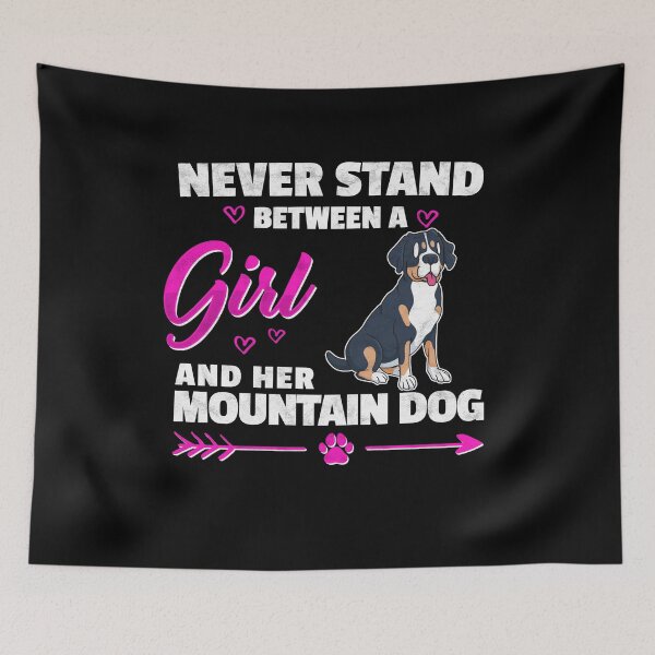 Item preview, Girl with Swiss mountain dog farmer dog saying designed and sold by madgrfx.
