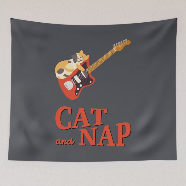 Item preview, Relaxed Cat on Surf Guitar | Calico | Catnap designed and sold by Fluffy-Vectors.