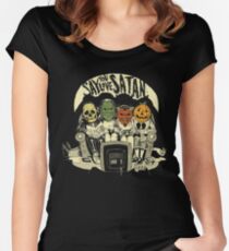 Say You Love Satan 80s Horror Podcast Logo Women's Fitted Scoop T-Shirt