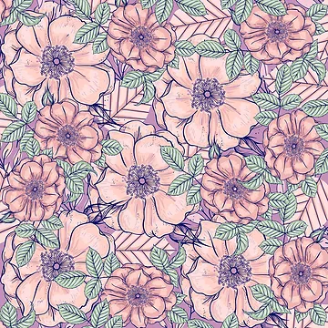 Artwork thumbnail, Pink Roses Pattern by EvelinePatterns