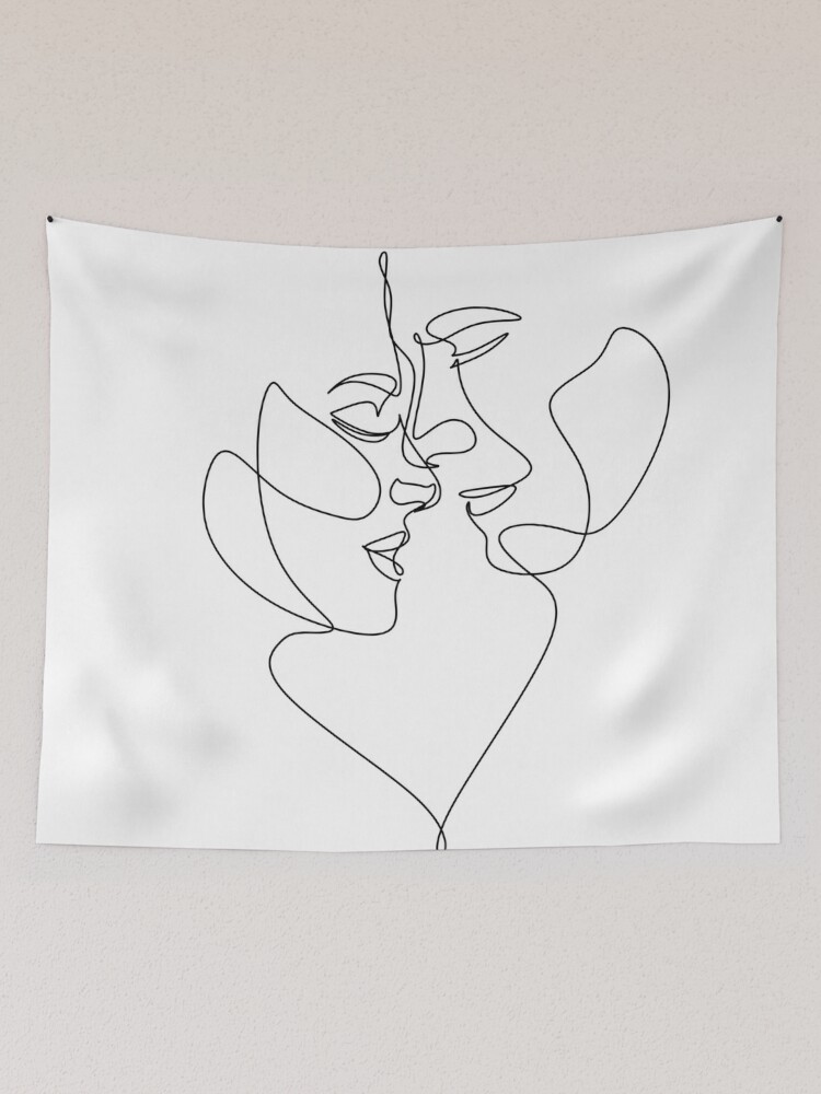 Single continuous line drawing romantic of male and female couple