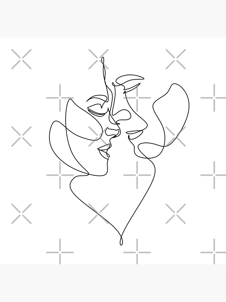Couple one line art. Love print. 2 faces. Man and woman. Love art. Symbol  of love Art Print for Sale by OneLinePrint
