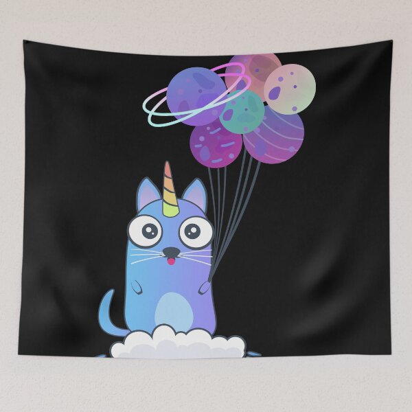 Item preview, Funny unicorn cat with space bubbles -planets designed and sold by Olena Du.