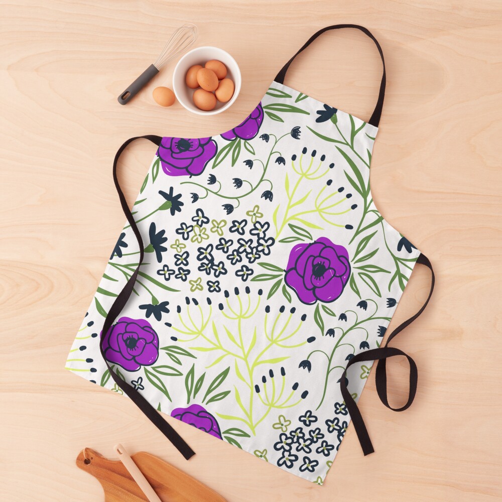 Aisha - Purple And Yellow Flower Print Apron