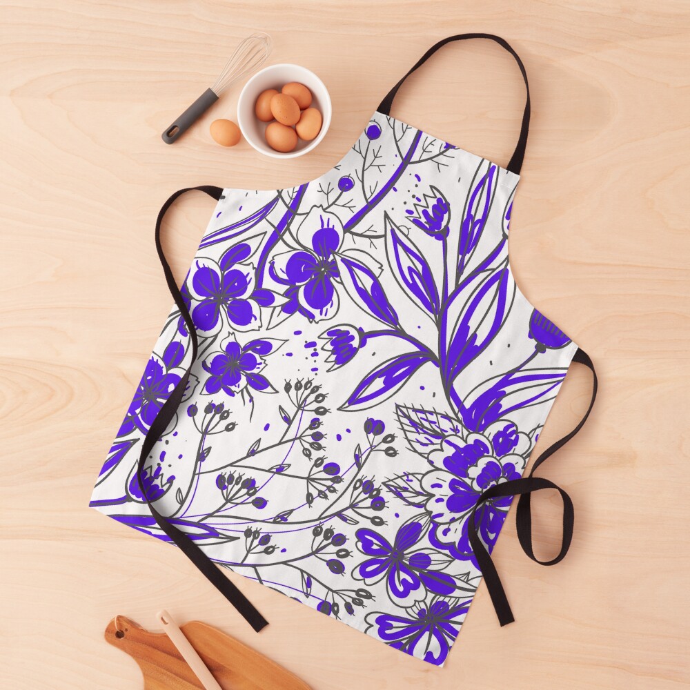 Simona - Purple Flower Print Apron