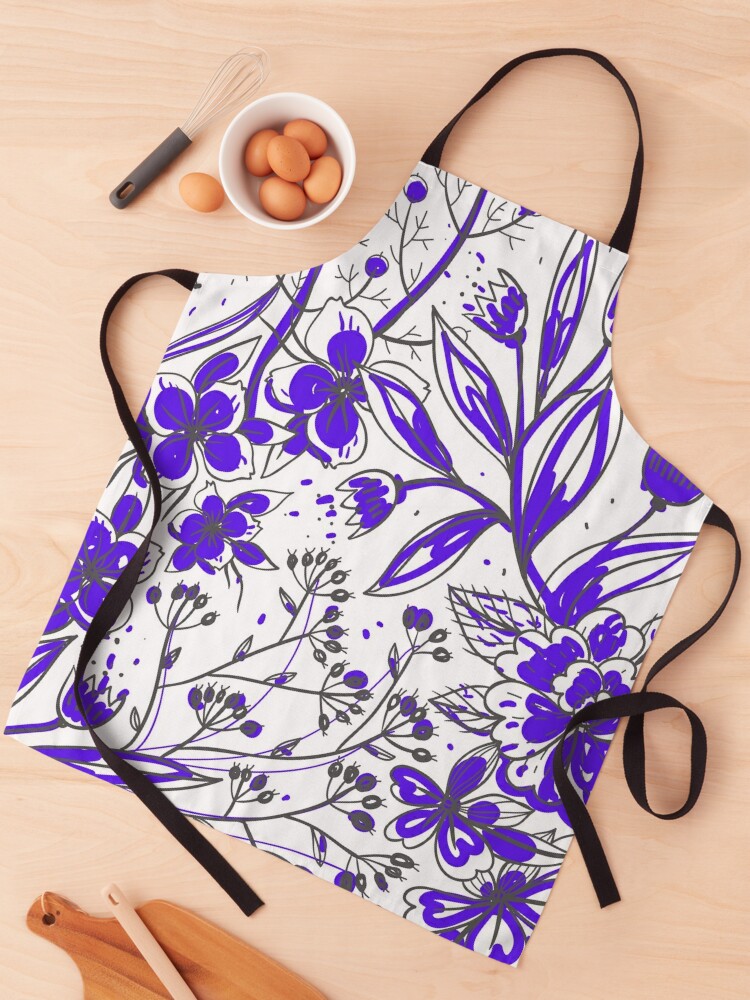 Apron, Simona - Purple Flower Print designed and sold by Izzabel Shopping Center