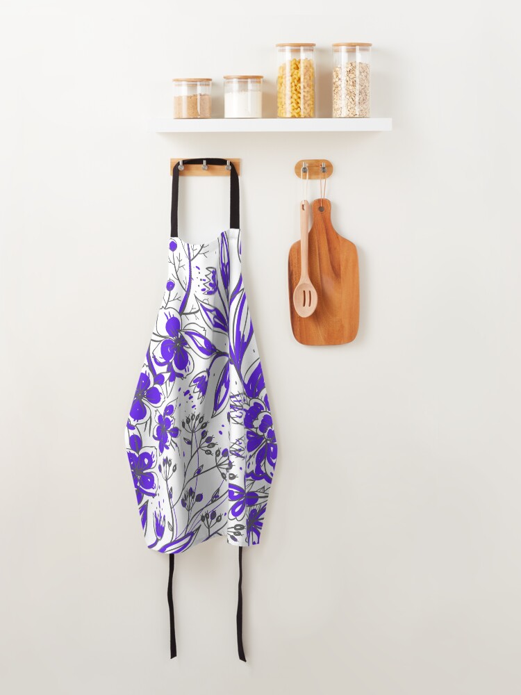 Thumbnail 4 of 6, Apron, Simona - Purple Flower Print designed and sold by Izzabel Shopping Center.