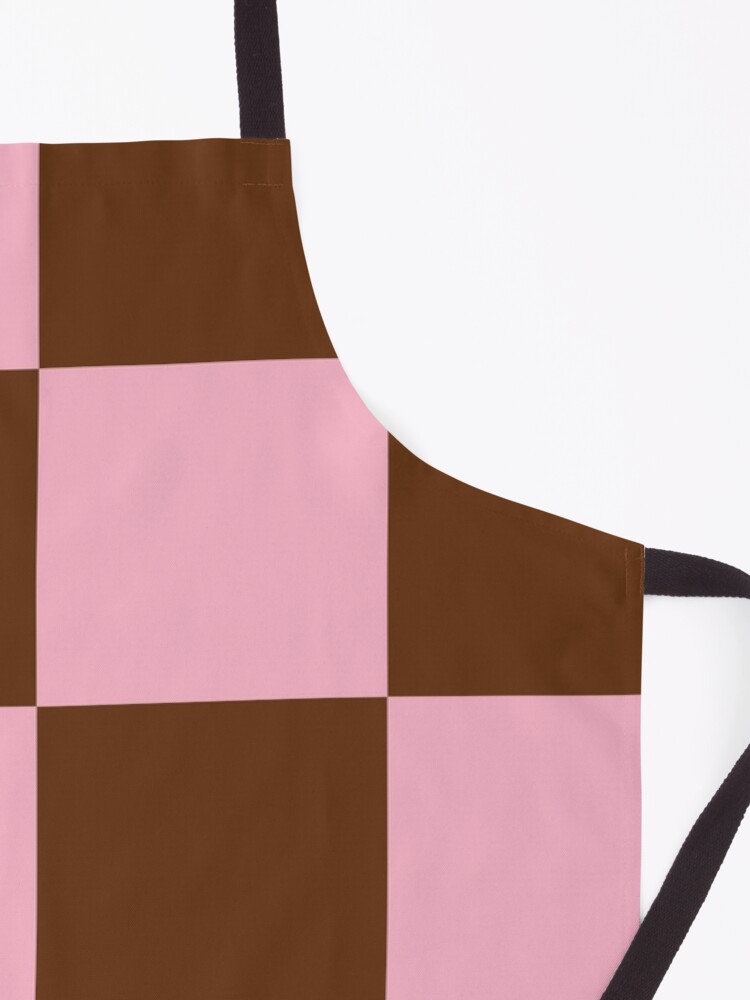 Alternate view of Zeliha - Pink Brown Checkered Print Apron