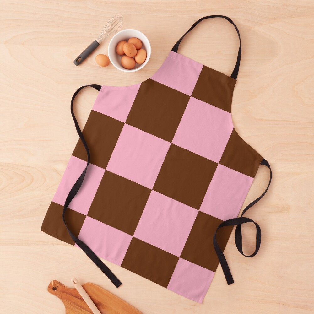 Zeliha - Pink Brown Checkered Print Apron