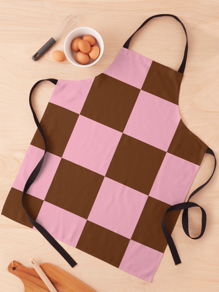 Thumbnail 1 of 6, Apron, Zeliha - Pink Brown Checkered Print designed and sold by style41.