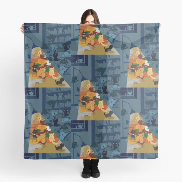 stack o' cats blue Scarf