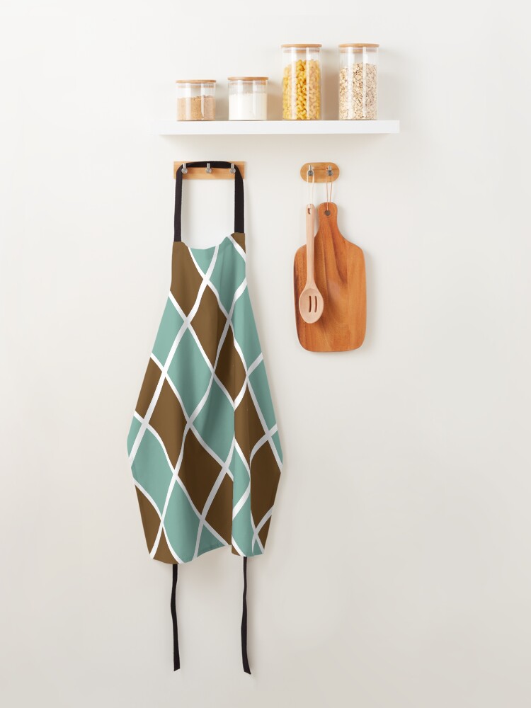 Thumbnail 4 of 6, Apron, Notthing Hill - Green And Brown Checkered Print designed and sold by Izzabel Shopping Center.