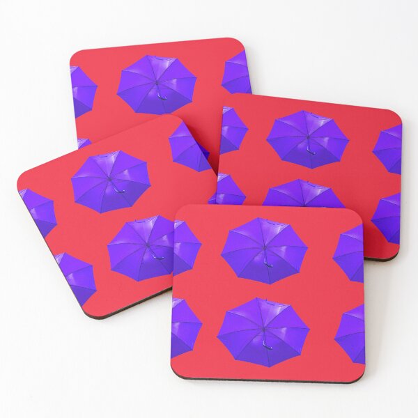 Item preview, Blue umbrellas on red designed and sold by Photopat.