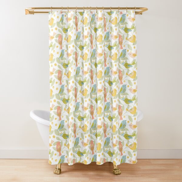 Folk Birds Shower Curtain