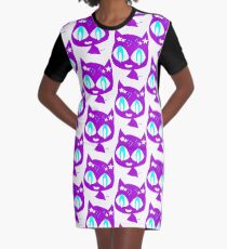 Purple kitten Graphic T-Shirt Dress